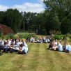 Gathered in their form groups to await their results